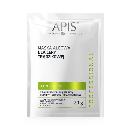 Apis Professional Maska algowa dla cery trądzikowej z bambusem, zieloną herbatą i czarnym błotem z Morza Martwego 20g