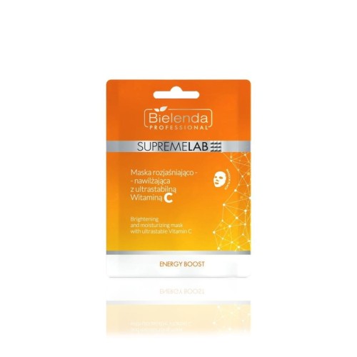 Bielenda Professional Supremelab Energy Boost Maska w płacie rozjaśniająco-nawilżająca z ultrastabilną witaminą C 1 szt. 