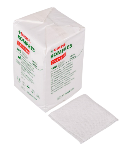 Kompresy włókninowe niejałowe 100szt.-7,5cmx7,5cm