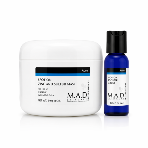 M.A.D Acne Spot on Zinc and Sulfur Mask Maska dla skór tłustych 240g + Booster Serum 30ml
