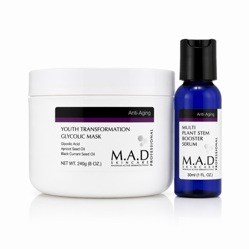M.A.D Anti-Aging Youth Transformation Glycolic Mask Maska z kwasem glikolowym 240g + Booster Serum 30ml