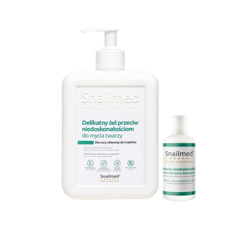 Snailmed Delikatny żel do mycia twarzy przeciw niedoskonałościom 300ml + żel do mycia ciała 20ml gratis