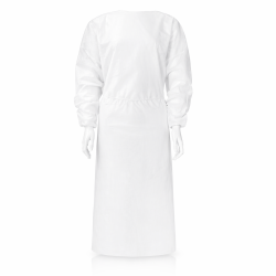 Fartuch ochronny włókninowy wiązany na troki biały - L 