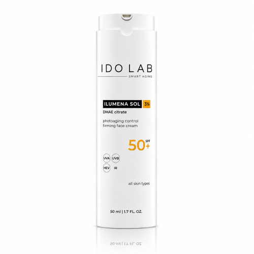 IDO LAB ILUMENA SOL SPF50+ Rozświetlający krem przeciwzmarszczkowy z DMAE 3% 50ml