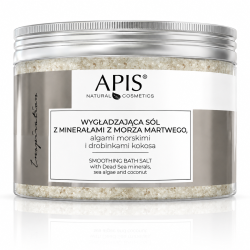 Apis Inspiration Wygładzająca sól do kąpieli z minerałami z Morza Martwego, algami morskimi i drobinkami kokosa 650gapi