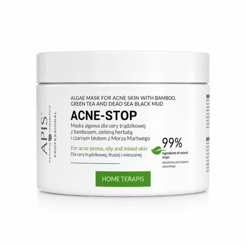 Apis Professional Acne-stop Maska algowa dla cery trądzikowej z bambusem, zieloną herbatą i czarnym błotem 100g
