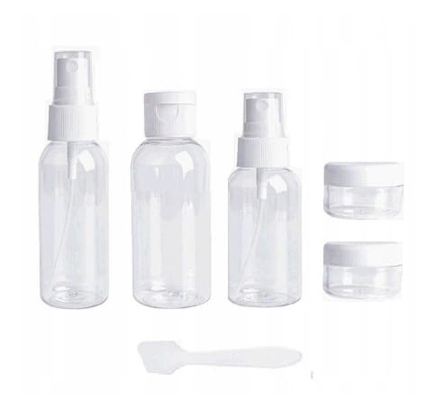 Pojemniki podróżne ZESTAW 5szt + kosmetyczka 