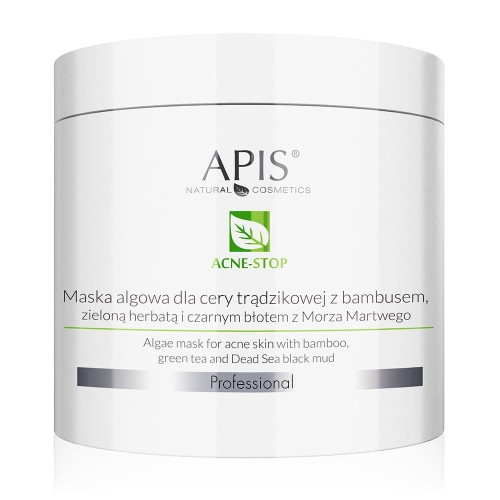 Apis Professional Acne-stop Maska algowa dla cery trądzikowej z bambusem, zieloną herbatą i czarnym błotem 200g